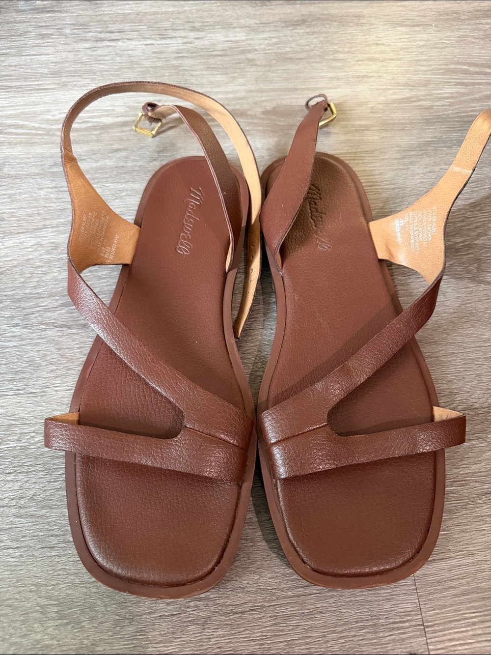 Madewell Chestnut Brown Leather Slingback Sandals